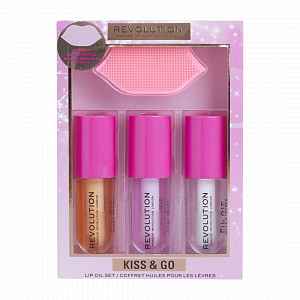 Revolution Kiss & Go Glaze Lip Care Gift Set, sada 4 ks