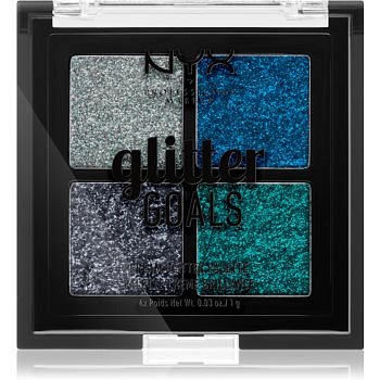 NYX Professional Makeup Glitter Goals paletka lisovaných třpytek malé balení odstín 01 Glacier 4 x 1 g