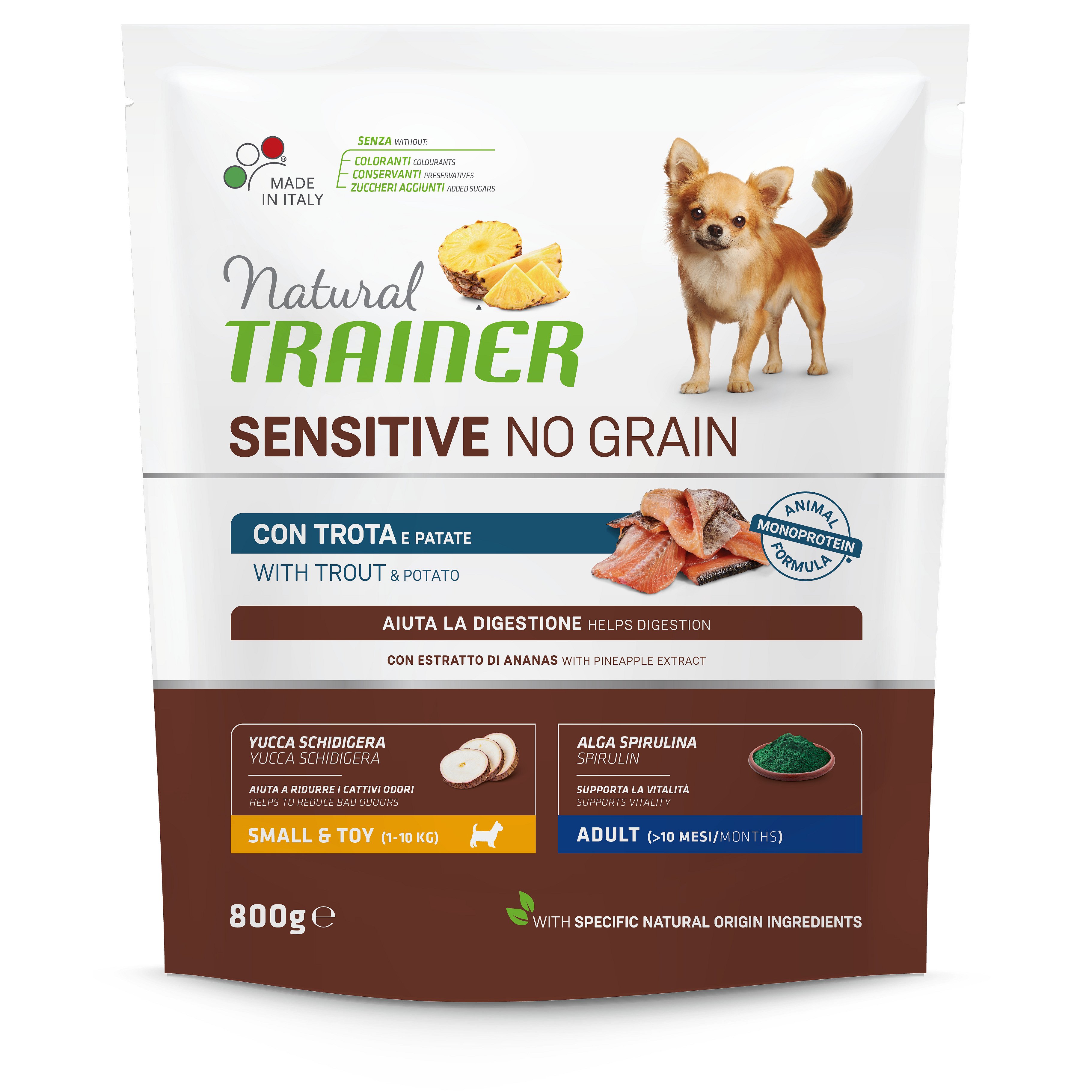 Trainer Natural Sensitive dog NO GRAIN MINI pstruh 800g