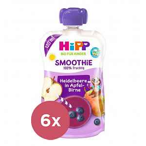 6x HiPP BIO Smoothie Jablko-Hruška-Borůvky, 100 g – ovocný příkrm