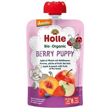 Holle Bio pyré - Berry Puppy- Jablko a broskev s lesními plody 100g