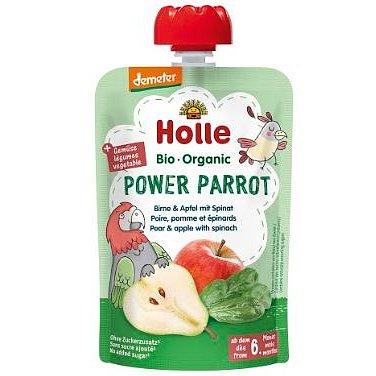 Holle Bio pyré- Power Parrot - Hruška s jablkem a špenátem 100g