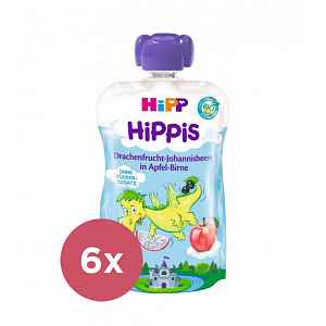 6x HIPP BIO Hippis Jablko, Hruška, Dračí ovoce, Černý rybíz (12m+) 100 g