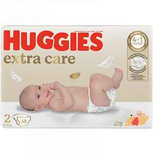 Huggies Extra Care 2, 58 ks