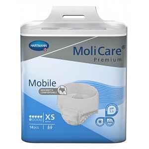 KALHOTKY ABSORPČNÍ MOLICARE MOBIL EXTRA SMALL BOKY 45-70CM,1287ML,14KS