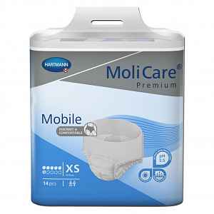 KALHOTKY ABSORPČNÍ MOLICARE MOBIL EXTRA SMALL BOKY 45-70CM,1287ML,14KS