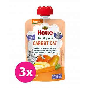 3x HOLLE Carrot Cat Bio pyré mrkev mango banán hruška 100 g (6+)