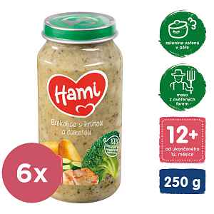 6x HAMI Brokolice a krůtí prsa (250 g) - maso-zeleninový příkrm