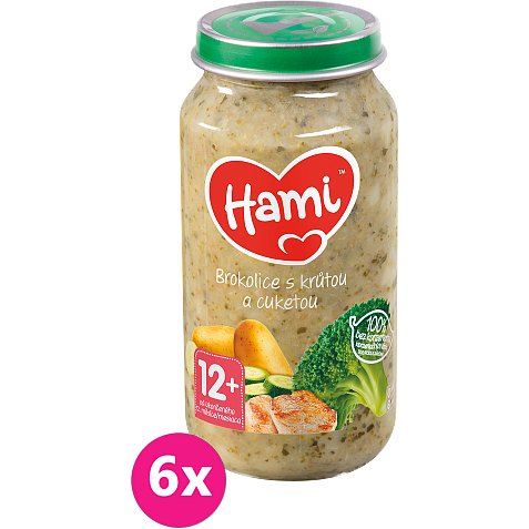 6x HAMI Brokolice a krůtí prsa (250 g) - maso-zeleninový příkrm