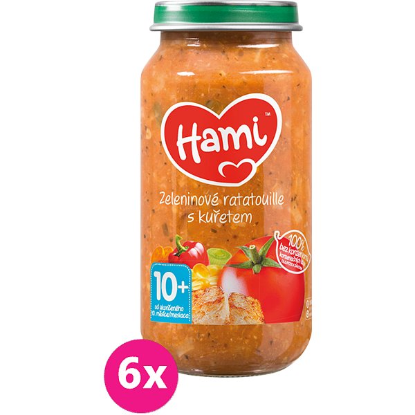 6x HAMI Zeleninový talíř s kuřetem (250 g) - maso-zeleninový příkrm