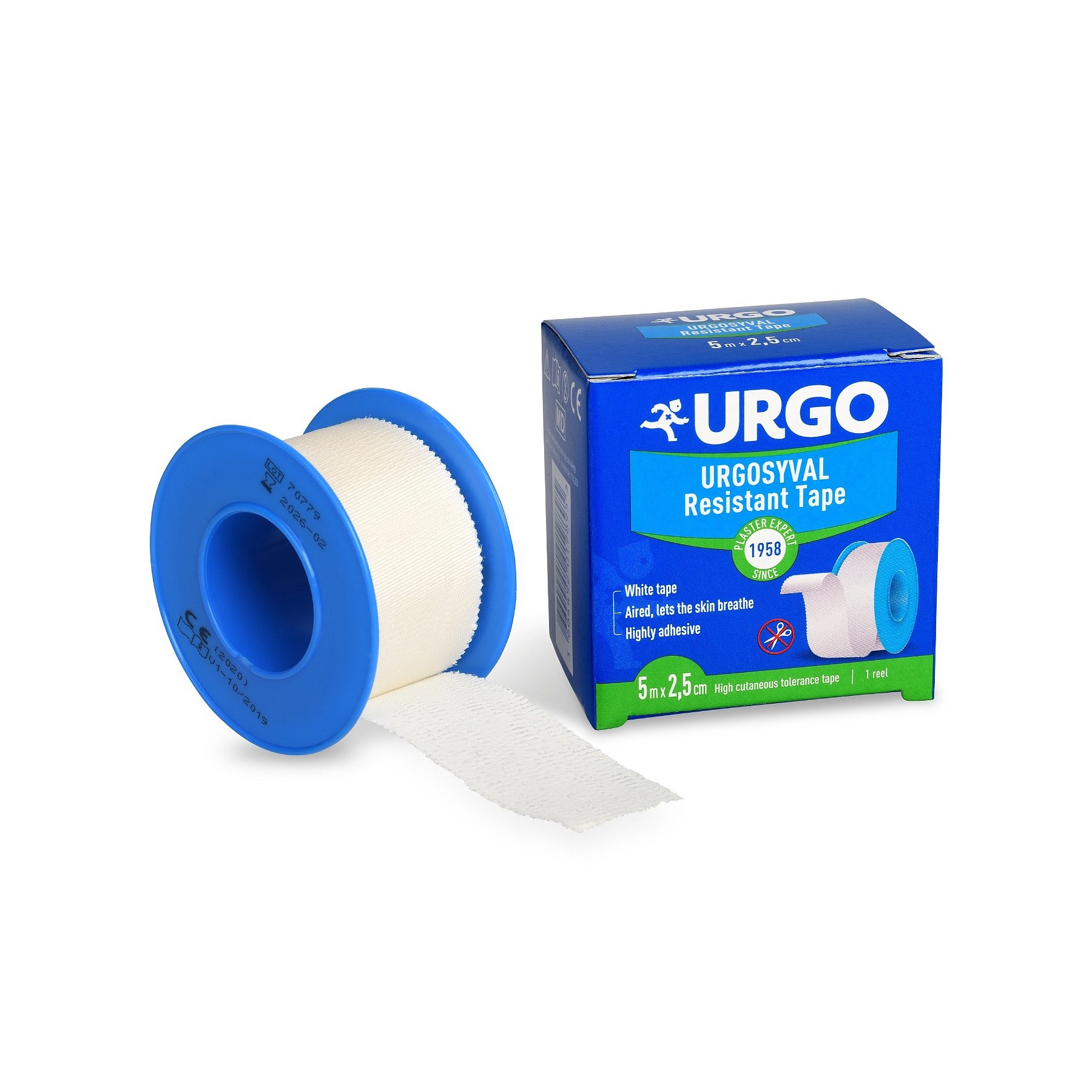 Urgo SYVAL 5 m x 2,5 cm fixační náplast textilní 1 ks bílá