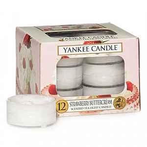Yankee Candle Aromatické čajové svíčky Strawberry Butter Cream   12 x 9,8 g