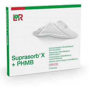 Krytí Suprasorb X+PHMB 5x5cm 5ks antimikrob.steril