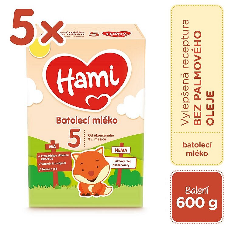 5x HAMI 5 Mléko dětské 600 g