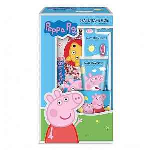 Peppa Pig Zubní kartáček s pastou dárkový set se skleničkou a taštičkou