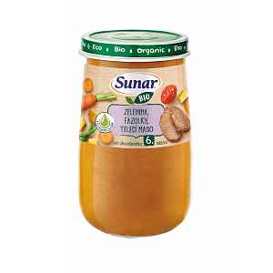 Sunar BIO příkrm Zelenina, fazolky a telecí maso 6m+ 190 g