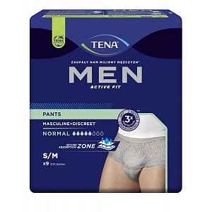 Tena Men Pants Normal Grey S/m kalhotky absorpční natahovací,boky 75-105cm,850ml,