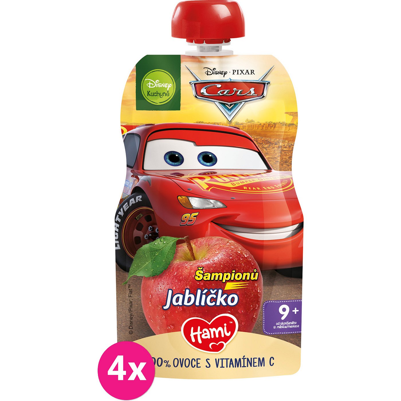 4x HAMI Disney Cars ovocná kapsička Šampionů Jablíčko 110 g, 9+