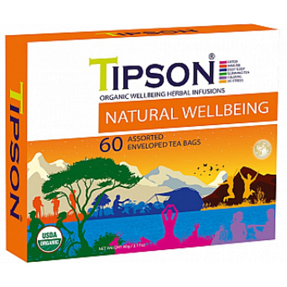 TIPSON Natural Wellbeing kazeta variace bylinných čajů BIO 60 sáčků