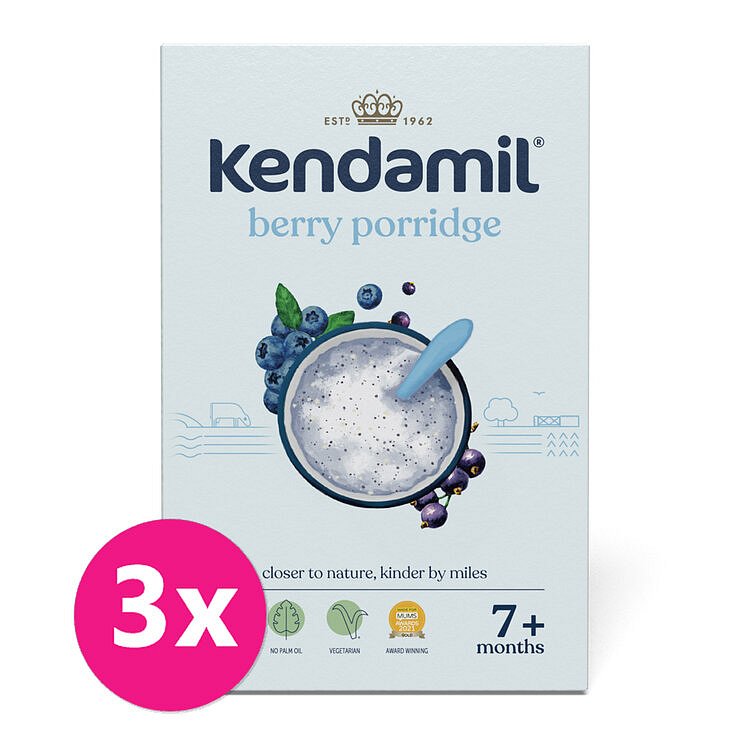 KENDAMIL Kaše mléčná s lesním ovocem 3 x 150 g