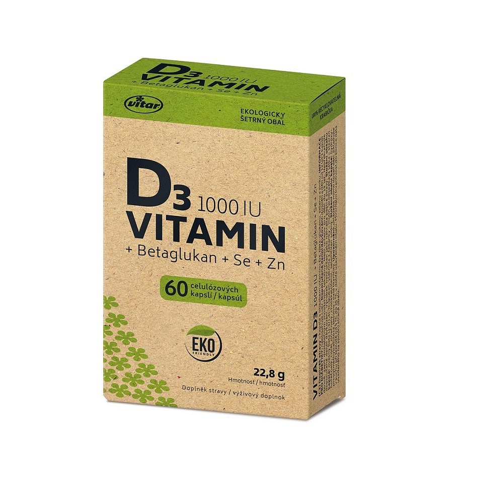 Vitar Vitamin D3 1000 IU + betaglukan EKO 60 kapslí