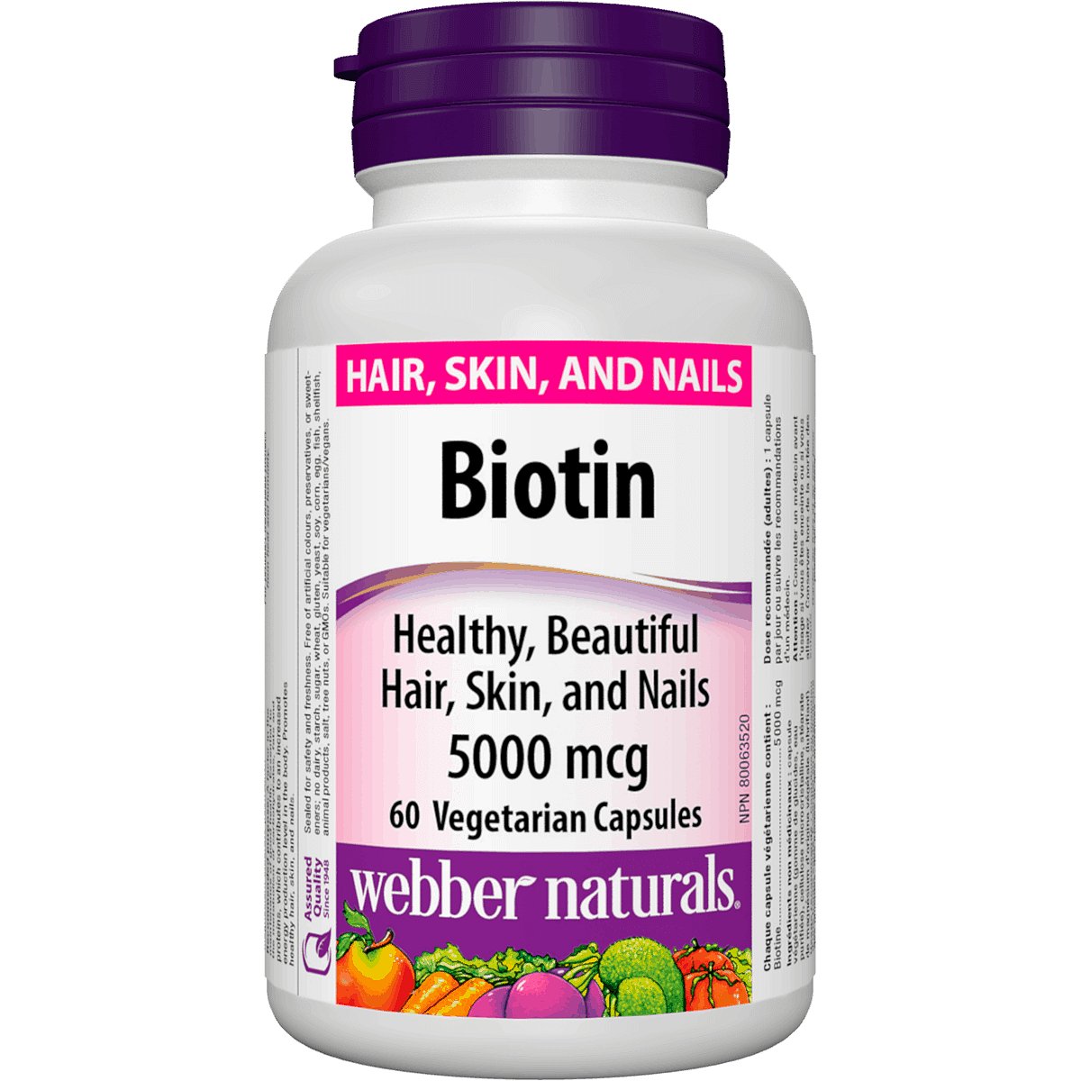 Webber Naturals Biotin 5000mcg 60 kapslí