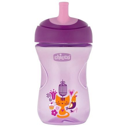 Hrneček Chicco Advanced s hubičkou ve tvaru brčka 266 ml, 12m + - růžový