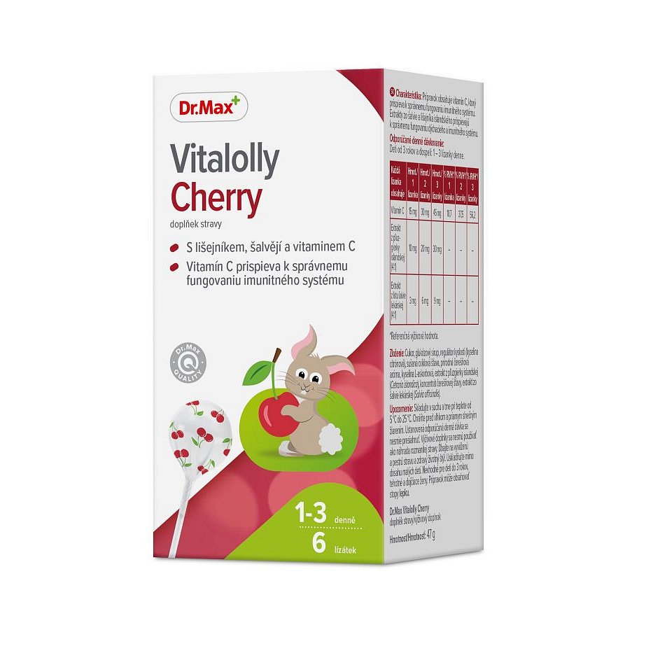 Dr.Max Vitalolly Cherry s lišejníkem, šalvějí a vitaminem C 6 lízátek