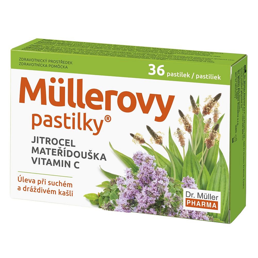 Dr. Müller Müllerovy pastilky s jitrocelem a mateřídouškou 36 pastilek