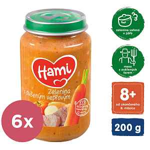 6x HAMI Mrkev, brambory, vepřová kýta (200 g) - maso-zeleninový příkrm