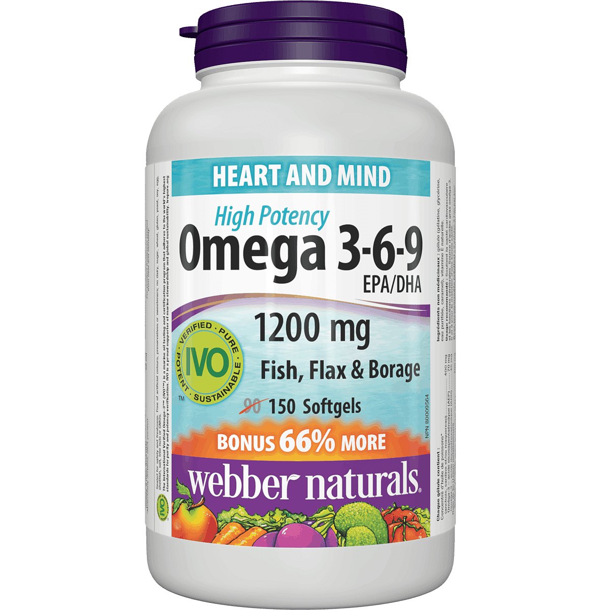 Webber Naturals Omega3-6-9 High Potency 1200mg 150 tobolek