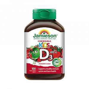 Vitamín D3 Kids 400 IU tablety na cucání s příchutí jahody pro děti 100 tbl.