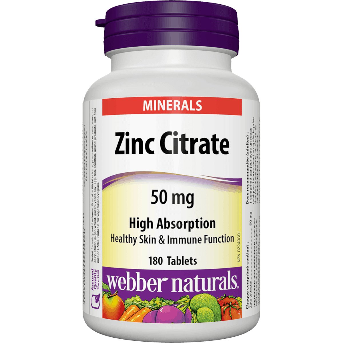 Webber Naturals Zinek Citrate 50mg 180 tablet