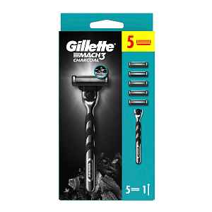 Gillette Mach3 Charcoal pánský holicí strojek + 5 hlavic