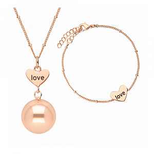 Bola Těhotenská rolnička s náramkem Heart and Love Rose Gold