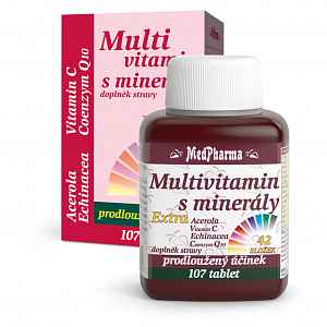 MedPharma Multivitamín s minerály+extra C tablety 107