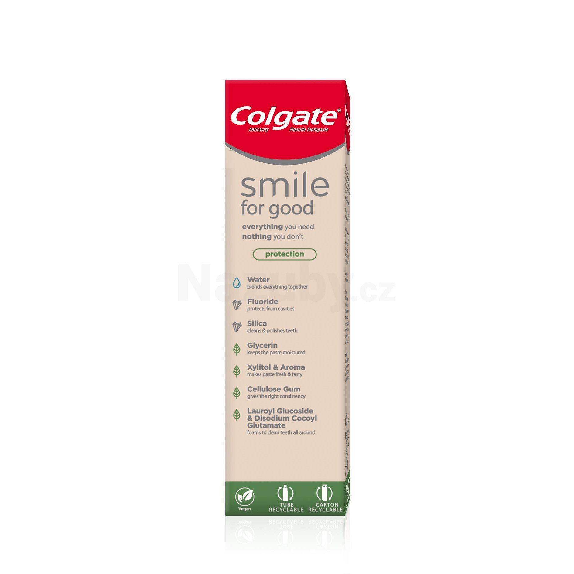 Colgate Smile for Good Protection recyklovatelná, veganská zubní pasta, obsahuje 99,7% složek přírodního původu 75 ml