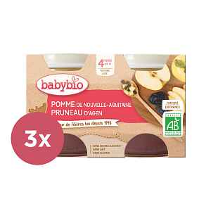 3x BABYBIO Příkrm jablko švestka (2x130 g)