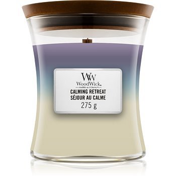 Woodwick Trilogy Calming Retreat vonná svíčka 275 g s dřevěným knotem