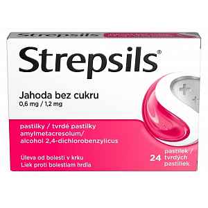 Strepsils Jahoda bez cukru 0.6mg/1.2mg pas.24