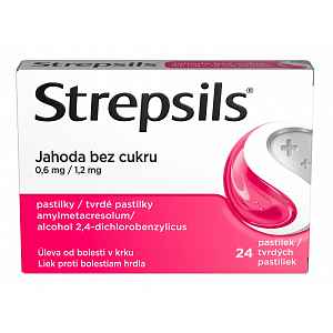 Strepsils Jahoda bez cukru 0,6 mg/1,2 mg 24 pastilek