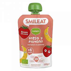 Smileat BIO kapsička jahoda banán a karotka 6M+ 100 g