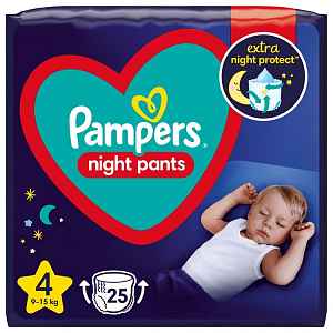 PAMPERS Night Pants Plenkové Kalhotky Velikost 4, 25 ks, 9-15 kg