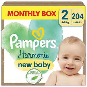 PAMPERS Pleny jednorázové Harmonie Baby vel. 2, 204 ks, 4kg-8kg