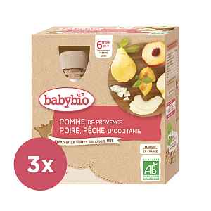 3x BABYBIO Kapsička jablko hruška broskev (4x90g)