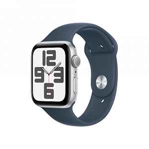Apple Watch SE 44 mm sport band S/M smart hodinky Silver/Storm Blue