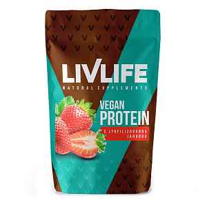 Livlife Vegan Protein s lyofilizovanou jahodou 490 g