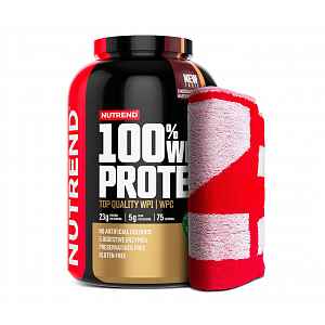 Nutrend 100% Whey Protein čokoláda + lískový ořech dárková sada 2250 g + ručník