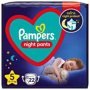 PAMPERS Night Pants Plenkové Kalhotky Velikost 5, 22 ks, 12-17 kg