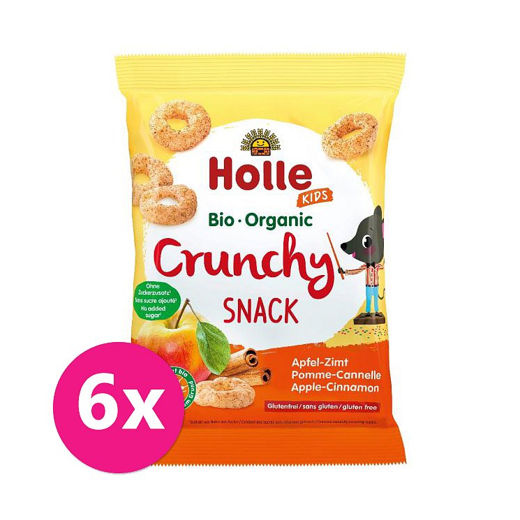 6x HOLLE Dětské Bio Křupky jablko, skořice, 25 g (3+)